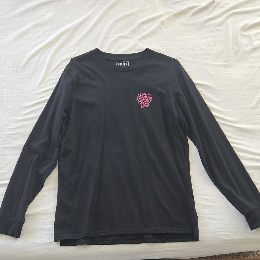 Black Long Sleeve Shirt with Pink Graphic